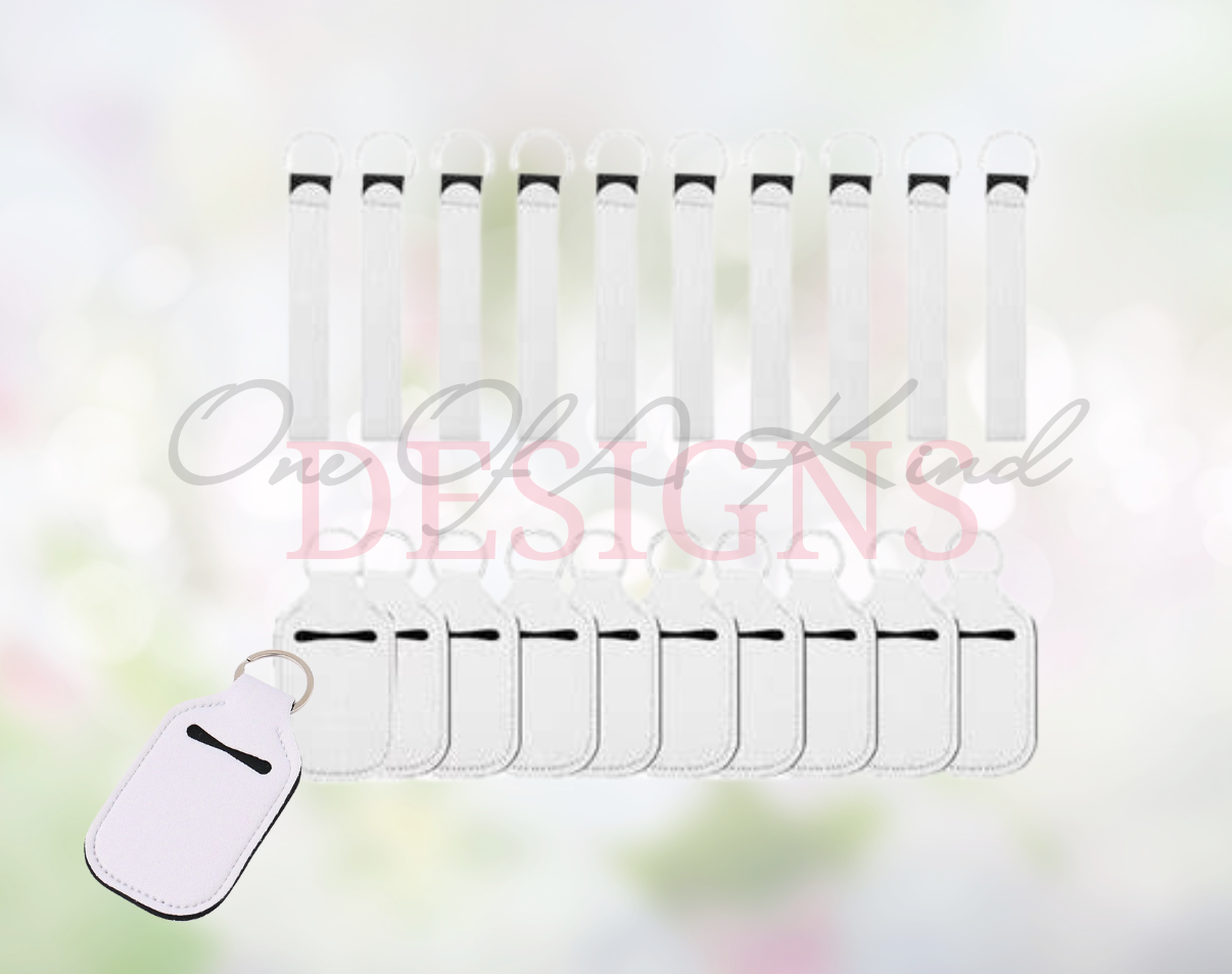 Sublimation Neoprene Wristlet Key Chain with Hand Sanitizer holder